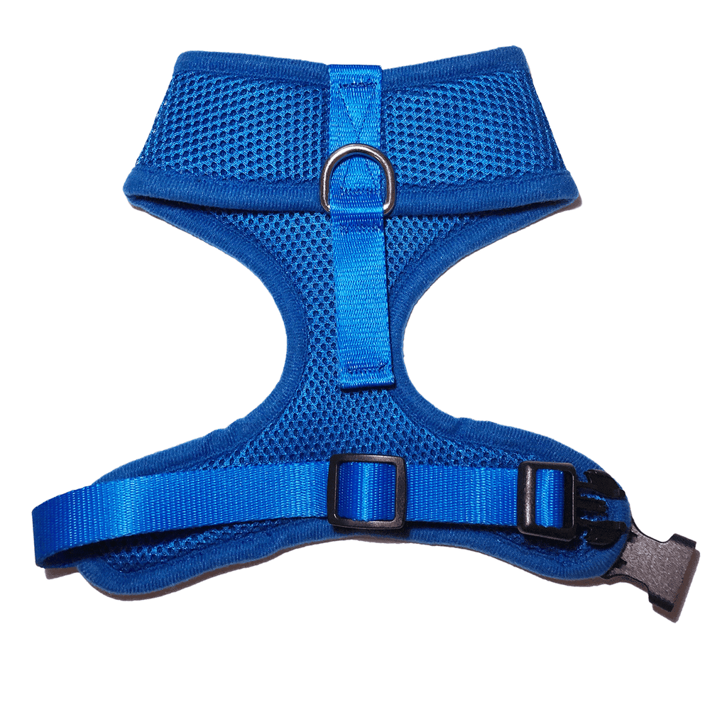 2nd side view of Woofles Dual AirMesh Dog Harness Blue