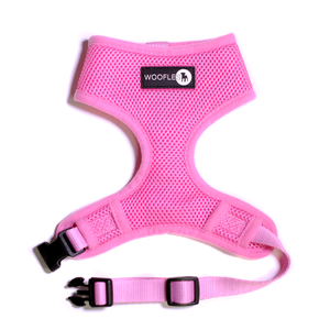 Front of Woofles Dual AirMesh Dog Harness Pink